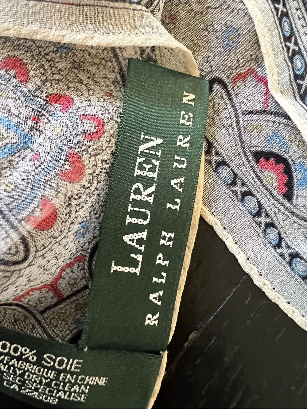 Lauren Ralph Lauren Blue and Pink Paisley Silk Scarf